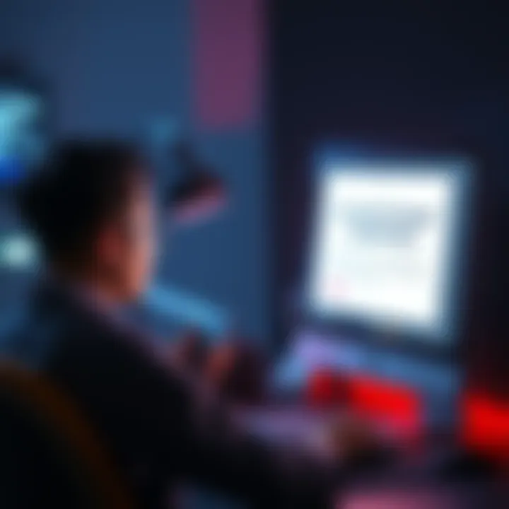 Frustrated user at a computer A person looking distressed while staring at a computer screen displaying an account restriction message, symbolizing struggles with fund access.