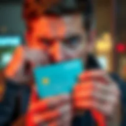 A person expressing frustration while holding a suspended Curve card, contemplating legal action