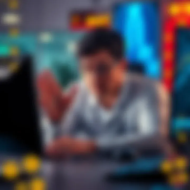 A person looking concerned while using a computer, showing frustration over disabled accounts on a crypto exchange