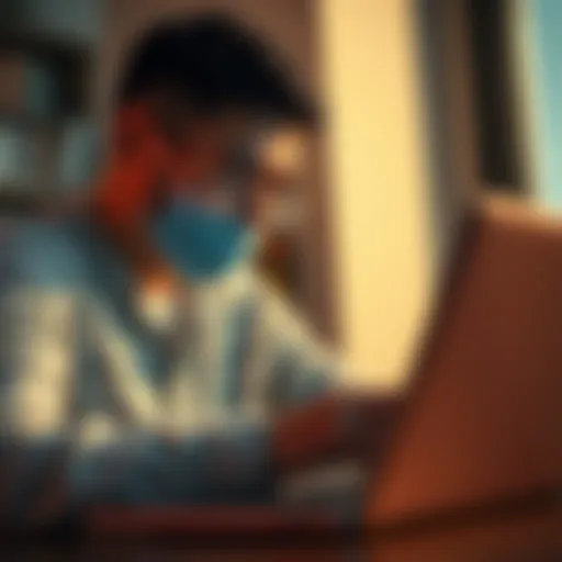 A person looking stressed while checking their bank account on a laptop, showing signs of frustration due to frozen funds.