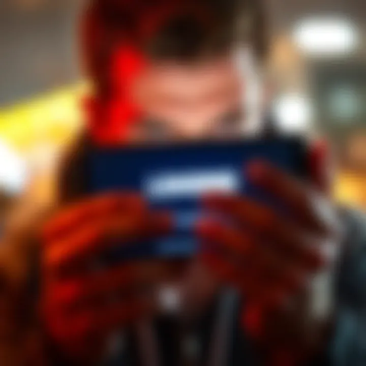 User experiencing a frozen app loading screen with a look of frustration