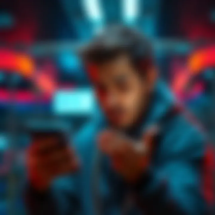 A person showing frustration while looking at a locked account notification on their device