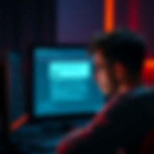 A frustrated person staring at a computer screen with a restricted account notification, showing disappointment and confusion.