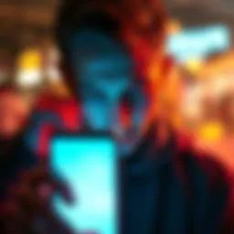 Frustrated User with Phone Person looking frustrated at their phone, with a blank screen showing no downloaded games after the app update
