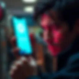 A person looking stressed while trying to access their bank account on a smartphone, with a Revolut logo visible on the screen