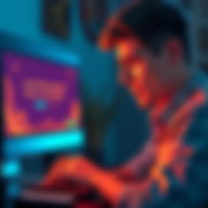 Frustrated User with Solflare Wallet A person looking frustrated while using a computer, showing a Solflare wallet on the screen with a warning message about lost funds.