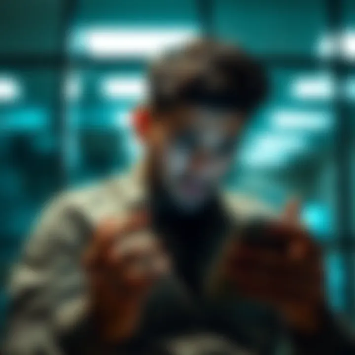 A person shows frustration while looking at their banking app, highlighting blocked transfers and customer service issues.