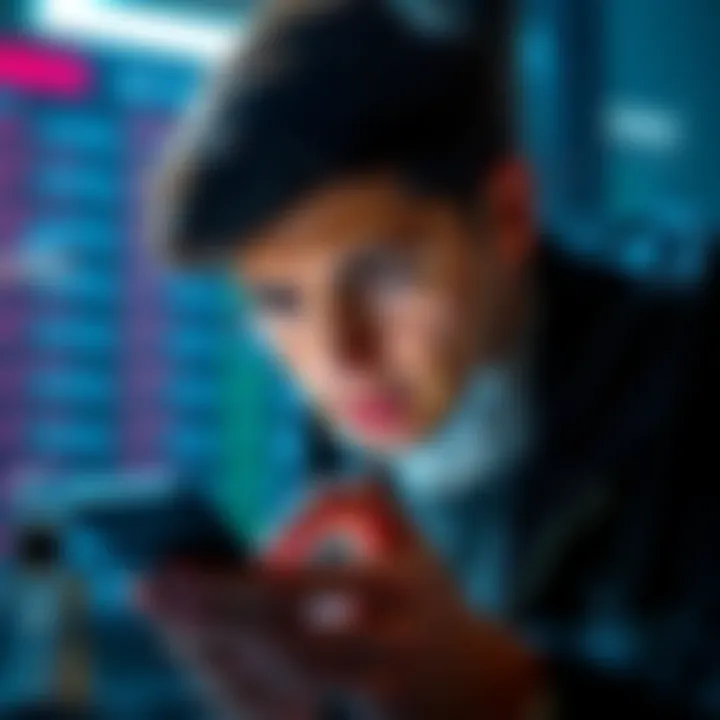A person looking at their device screen with a concerned expression, highlighting problems with USDC transactions in Coinomi wallet