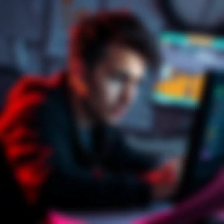 A person looking at a computer screen with a worried expression, surrounded by papers regarding financial issues