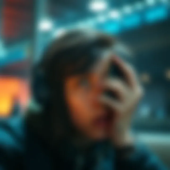 Frustrated user waiting for KYC approval A frustrated person looks at their phone, showing a message about KYC approval delay, with a worried expression