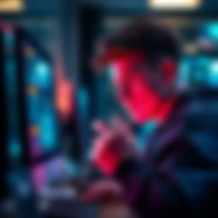 A person looking at a computer screen showing delays in payout reviews, looking frustrated.