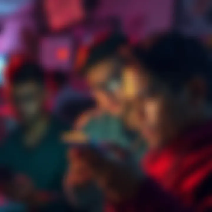 A group of people looking frustrated while using a mobile app, showing error messages for ads
