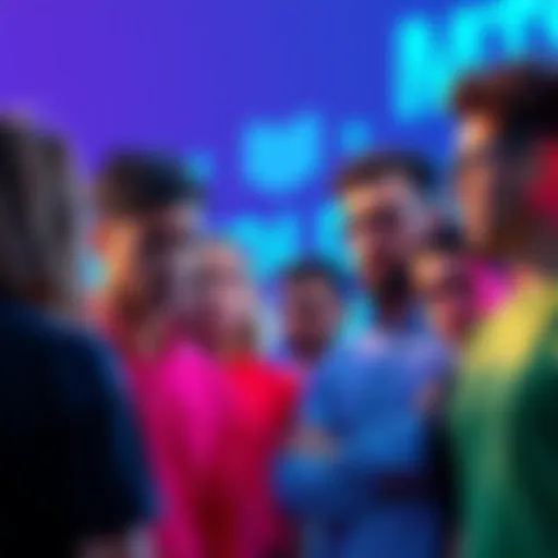 Group of people expressing dissatisfaction over a new UI update with bright colors and clashing visuals, some showing positive reactions to a new feature.