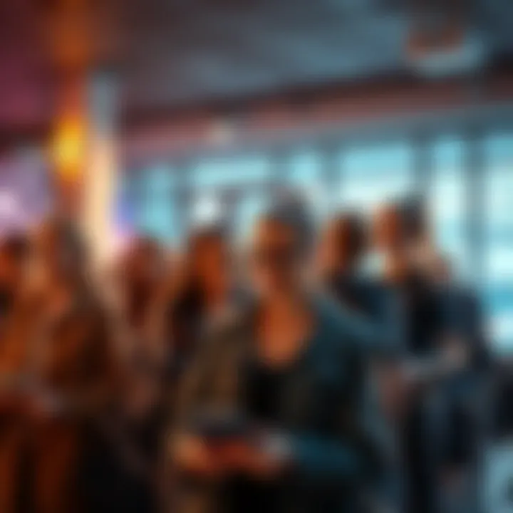 A group of people looking concerned while checking their devices, representing frustration over delayed account migrations.