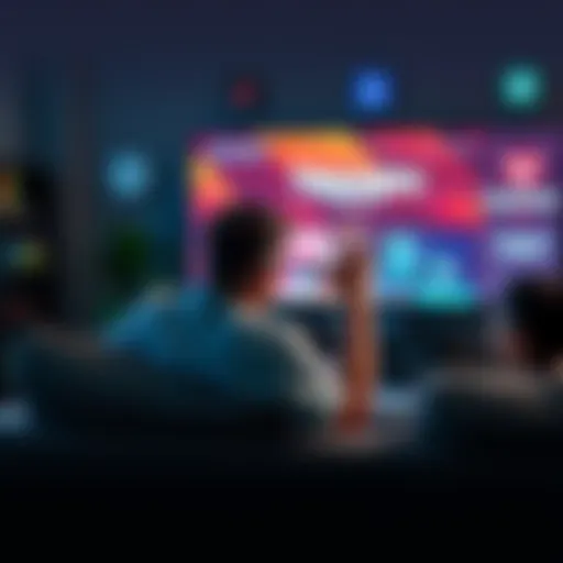 A person sitting on a couch, looking annoyed while watching repetitive ads on TV, with Triumph logos visible on the screen.