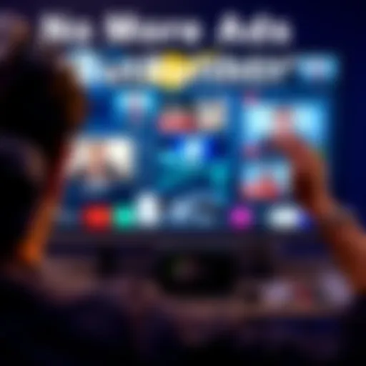 A person looks annoyed while watching ads on a TV screen, expressing frustration over ad revenue distribution