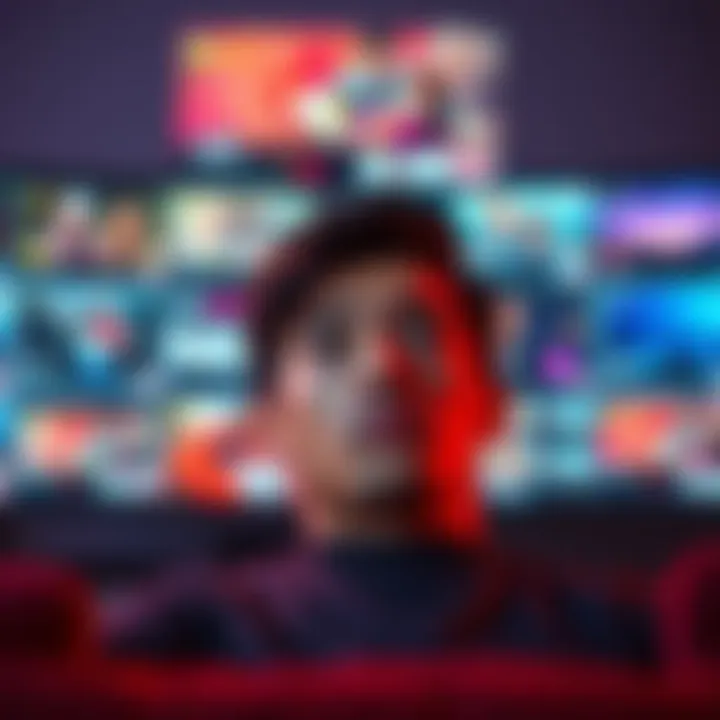 A person looks annoyed while watching a streaming service with multiple ads on the screen