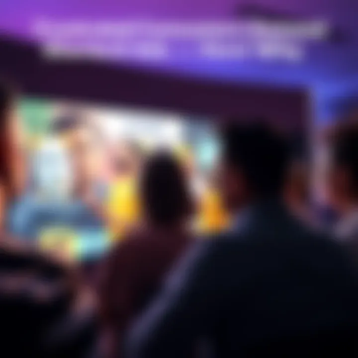 Frustrated viewers watching long ads Group of people looking dissatisfied while watching a long advertisement on TV