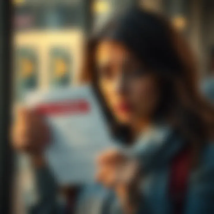 Frustrated woman with closed bank account A woman looking distressed while holding a letter from her bank, indicating her account has been closed, with a worried expression on her face.
