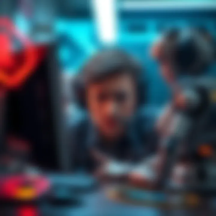 A person looking perplexed at a computer with robotic elements surrounding them, representing the struggle to connect with human customer service.