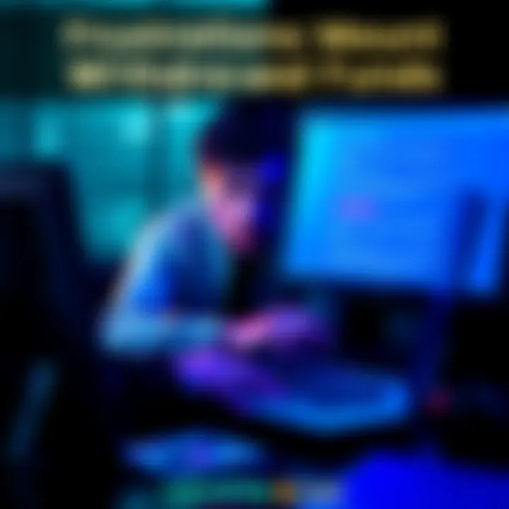 Person frustrated with bank withdrawal issues Individual looking stressed while using a laptop, trying to withdraw money from Crypto.com with error messages on the screen