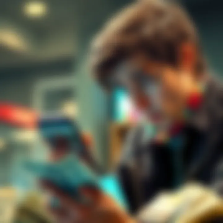 A person looks frustrated while checking their banking app for delayed deposits, surrounded by bills and receipts.