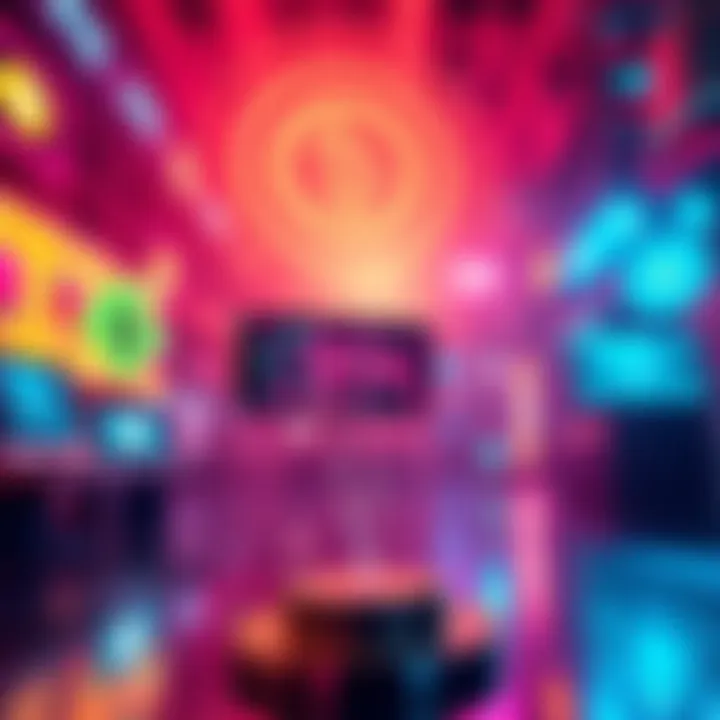 A vibrant FTX advertisement showcasing flashy graphics and cryptocurrency symbols, highlighting the allure of crypto through ads and influencers.