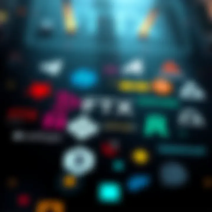 A graphic showing various logos of FTX's investments like Anthropic and Robinhood, symbolizing the focus on crypto finance and tech startups.