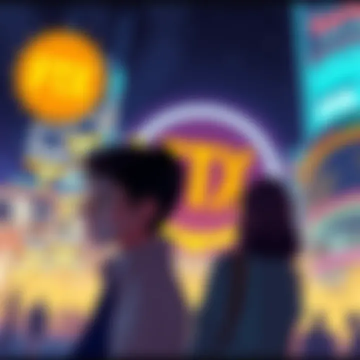 Illustration of small investors contemplating the refund process with FTX logo