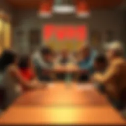 A group of people sitting around a table, arguing passionately about the influence of Fud kids on their community.