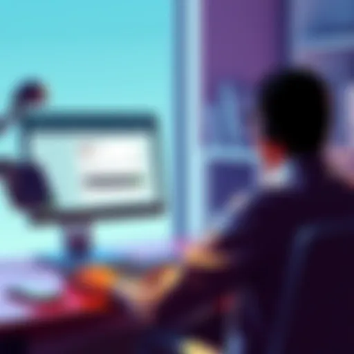 Person transferring funds to available balance A person sitting at a desk looking at a computer screen with a financial app open, showing a lockup and balance transfer interface