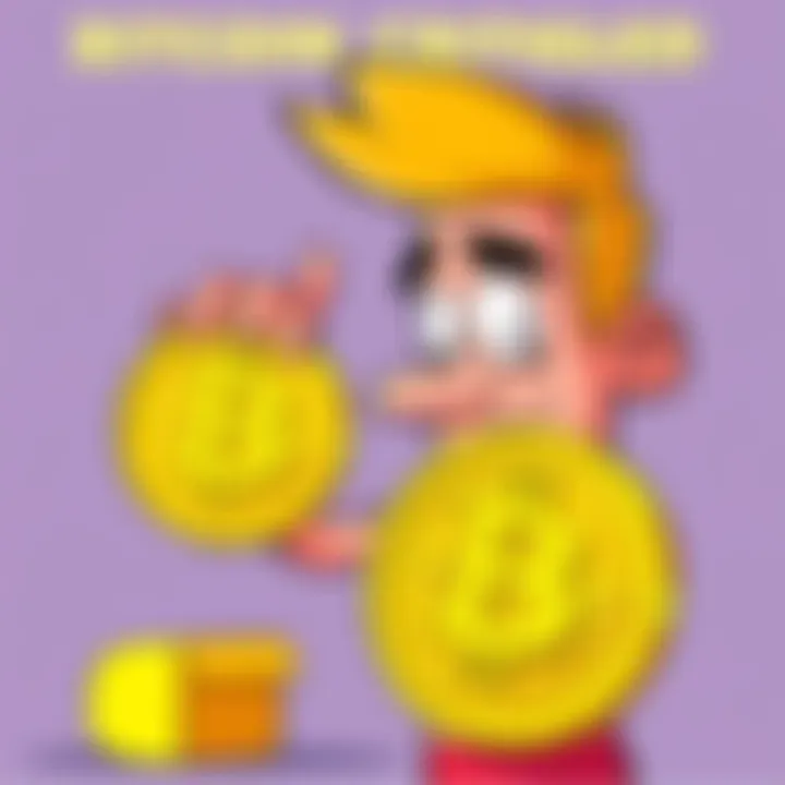 A cartoon character humorously scratching their head while looking at a Bitcoin symbol with a skeptical expression