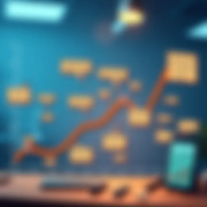 A cartoonish graph with quirky labels and humorous comments, depicting analysts making jokes about data trends.