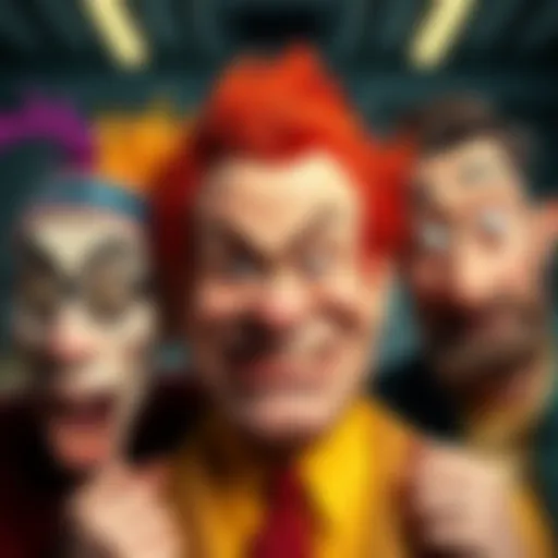 Hilarious characters from a bad parody skit, showcasing exaggerated features and silly expressions