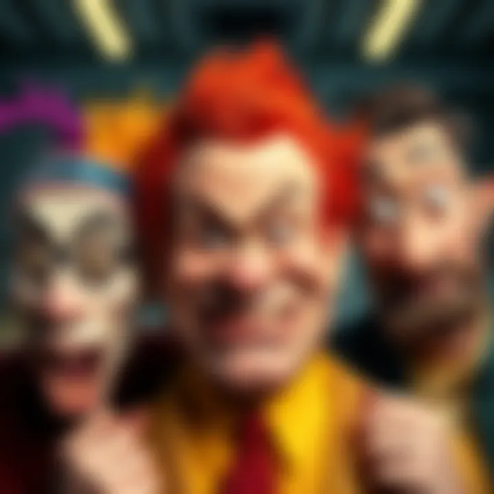 Hilarious characters from a bad parody skit, showcasing exaggerated features and silly expressions