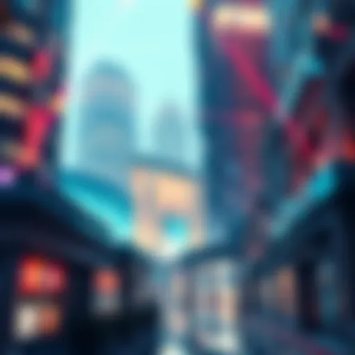 Future of DeFi Graphic showing a digital finance network connecting to traditional bank buildings