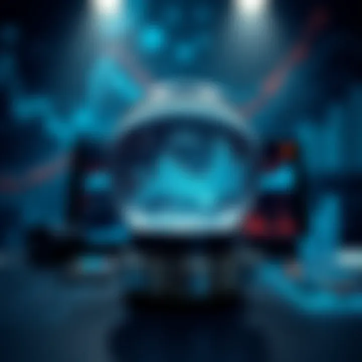 A crystal ball representing forecasts for the next 1, 3, and 5 years with graphs and charts around it.