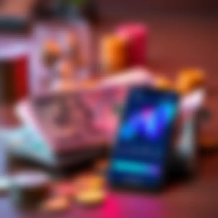 Future of Cash A visual comparison of cash and digital currency, highlighting cash notes alongside a smartphone displaying a digital payment app.