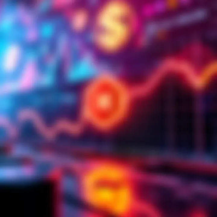 Graph showing $HEX price approaching one dollar with bullish trends and cryptocurrency symbols in the background