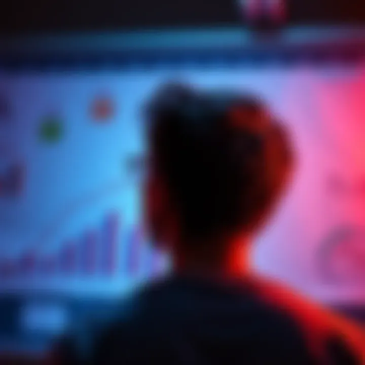 A young adult contemplating their future with a calendar and charts around them, showing growth and stability