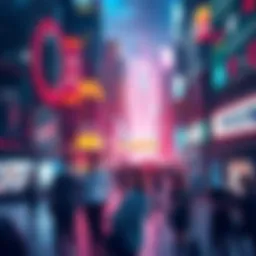 Futuristic Cityscape A vibrant city in 2026 with advanced technology and diverse people engaging with innovations.