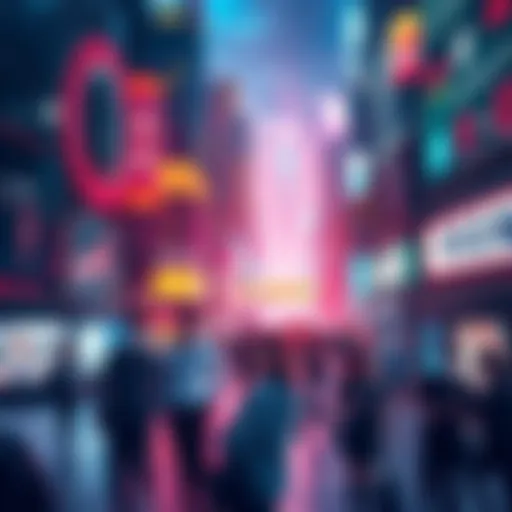 Futuristic Cityscape A vibrant city in 2026 with advanced technology and diverse people engaging with innovations.