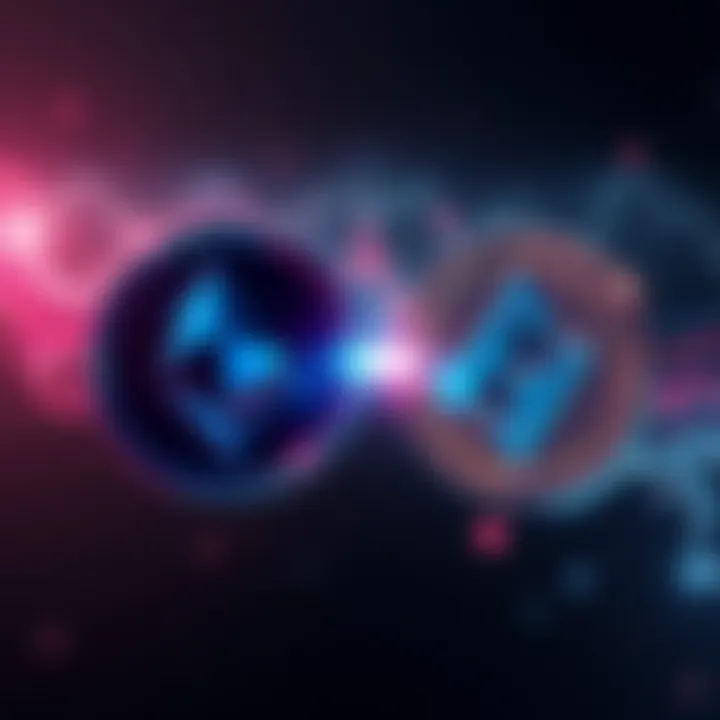 A graphic showing the exchange of Ethereum for Solana, symbolizing a market shift in cryptocurrency dynamics.