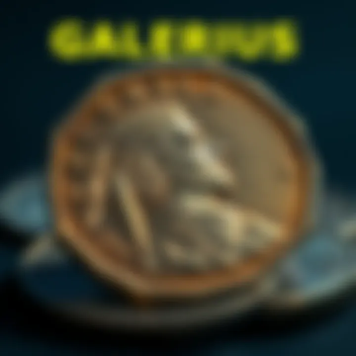 Close-up view of a GALERIUS coin showcasing its intricate design and historical details.