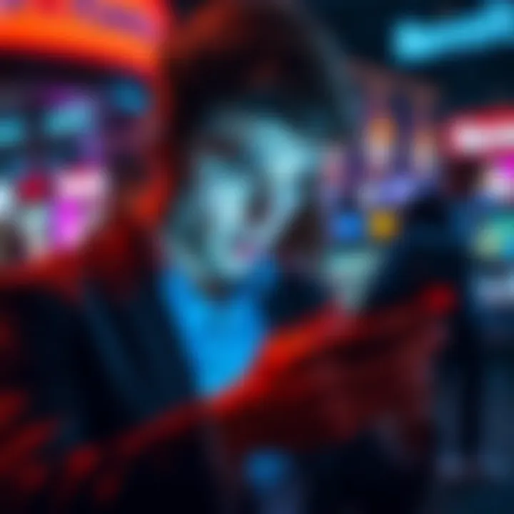 A person using a mobile phone to manage overseas gambling transactions via Revolut, looking concerned about financial losses.
