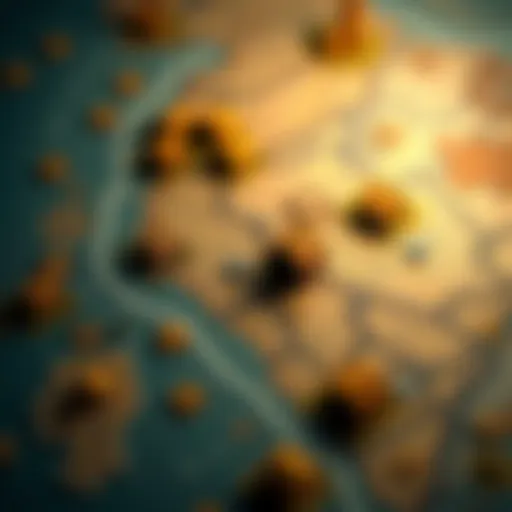 Game Map Symbols A detailed view of a game map showing various patches, including small brown patches and larger house symbols, illustrating their differences.