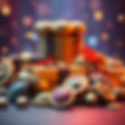 A collection of game parcels and badges representing resource gathering in gameplay.