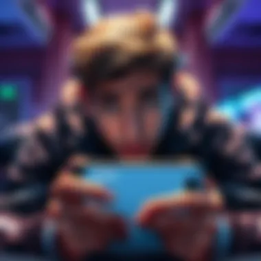 A gamer looking frustrated while trying to log into a mobile game, with a phone displaying an error message