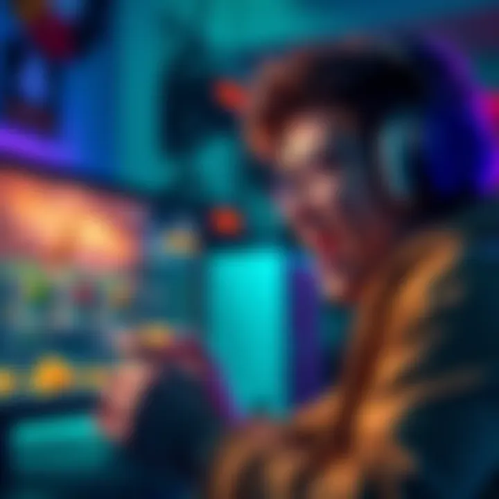 A gamer looking excited while checking their gaming rewards and assets on a computer screen