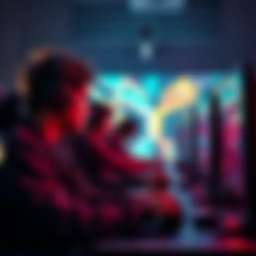 A group of gamers sitting at computers, focused on their screens while playing a video game